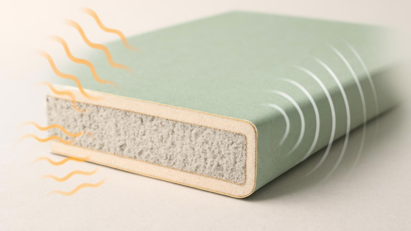 Schéma de panneau isolant thermique et acoustique pour rénovation